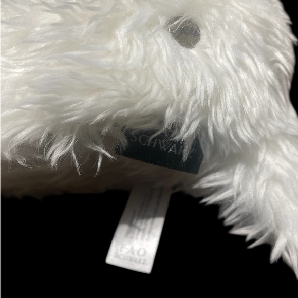 FAO Schwarz White Plush Poodle Dog Stuffed Animal with Red Bows – 10” Toy - Picture 6 of 8